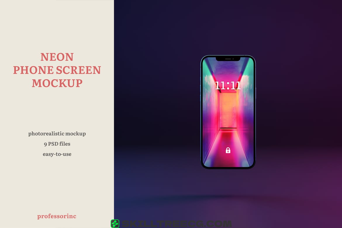 Neon iPhone Screen Mockup（623434）-技能树